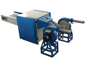 Fiber opening and pillow filling machine with 2 nozzles